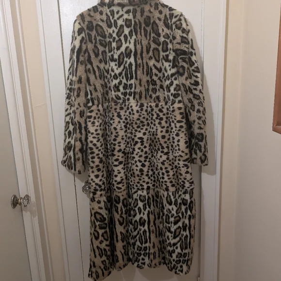Free People Leopard Print Faux Fur Coat Size S - Picture 11 of 14